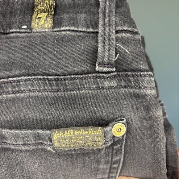 7 FOR ALL MANKIND High Waist Ankle Skinny Jean Womens 24 Charcoal Stretch - Picture 6 of 7